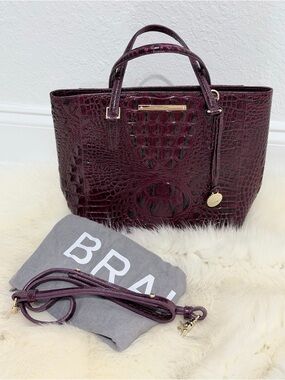 NEW Brahmin Medium Asher Plum Croc Embossed Leather  Convertible Tote Crossbody
